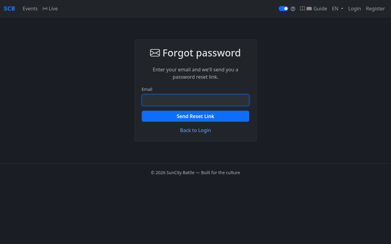 Forgot password form with email field for password reset